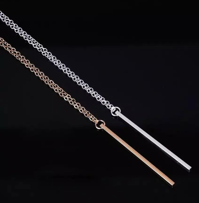 Classic Bar Pendant Long Necklace - Image 2