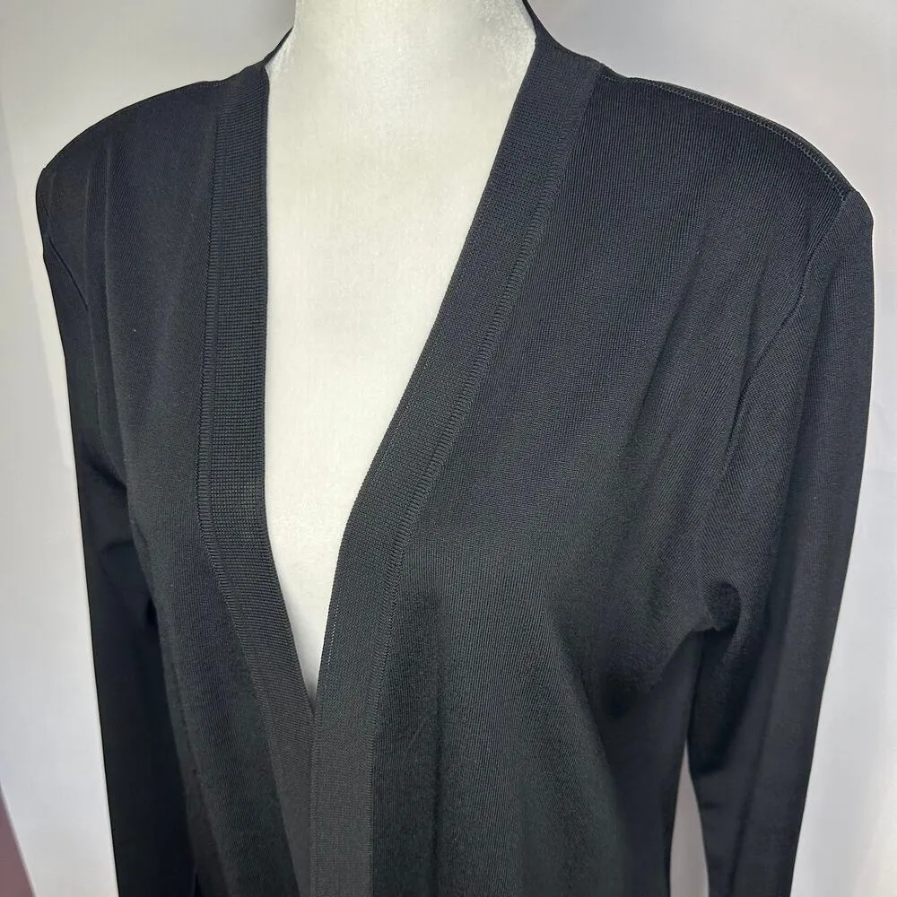 Black Open Front Blazer Cardigan Minimalist Women's Small - Image 2