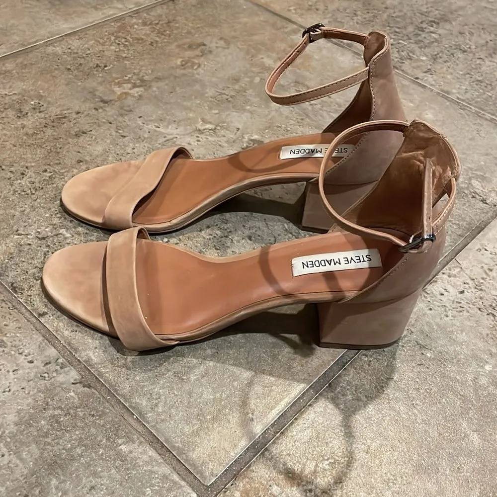 Steve Madden Irenee Tan Leather Heeled Sandal Shoes Womens Size 9 Ankle Strap - Image 5