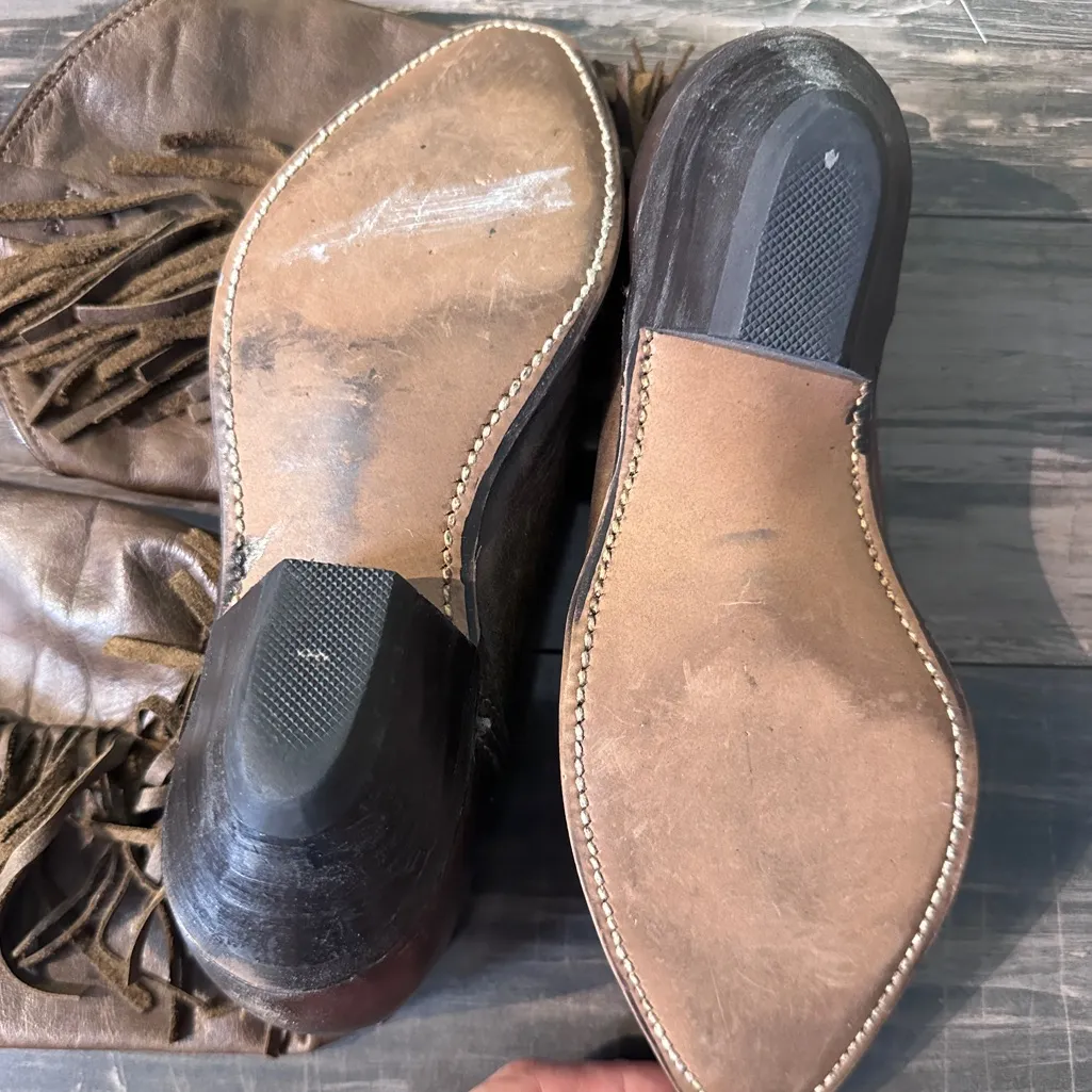 Women's‎ vintage capezio brown lether side fringe boots Size US 6 - Image 5