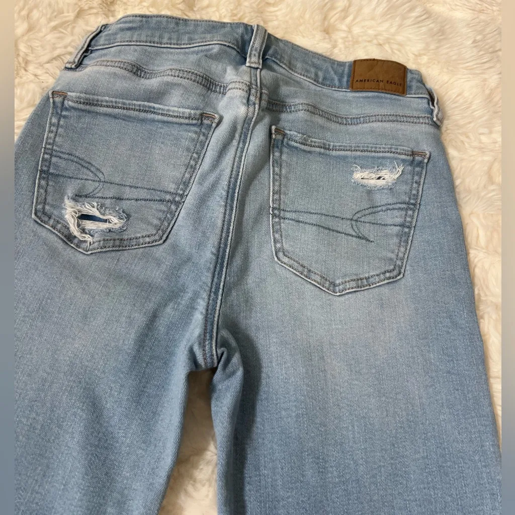 American Eagle Light Blue Stretch Kick Boot Crop Jeans Sz 0 short - Image 3