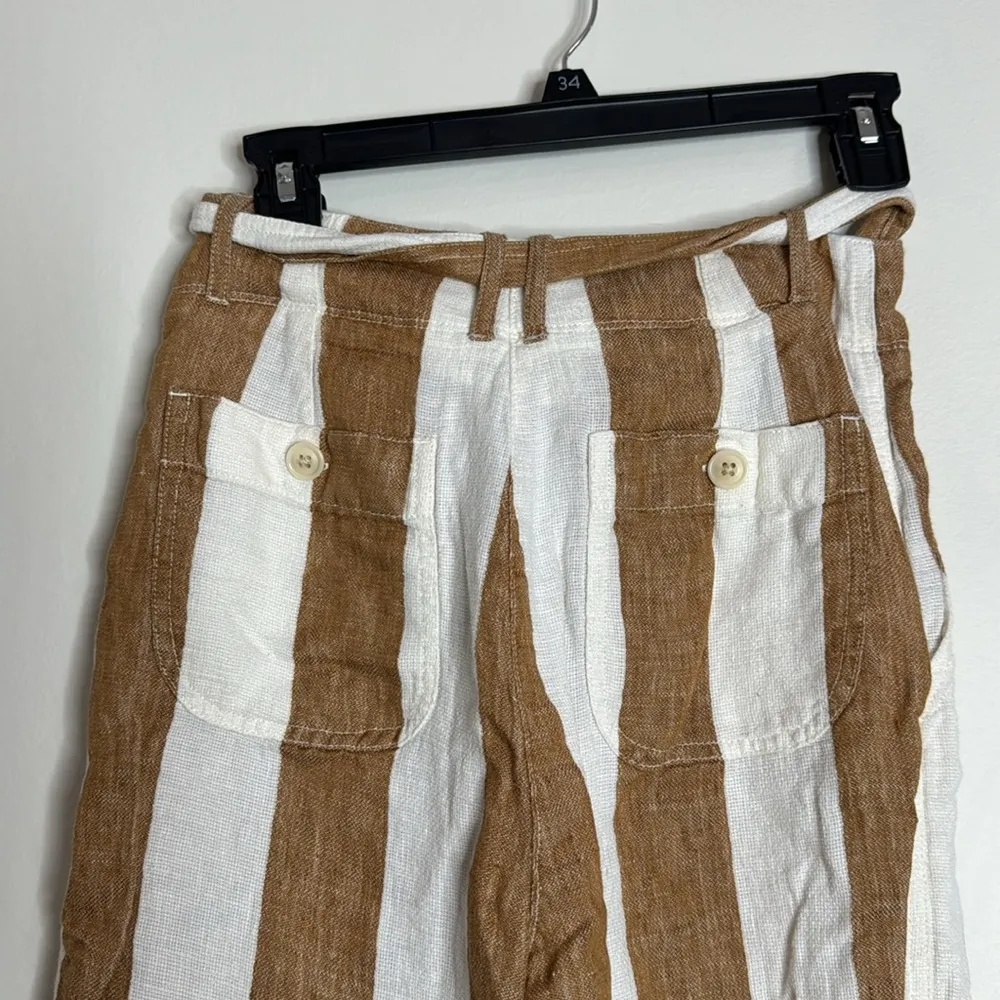 J. Crew Tie-waist linen pant in Large Golden Bistripe Size 0 - Image 7