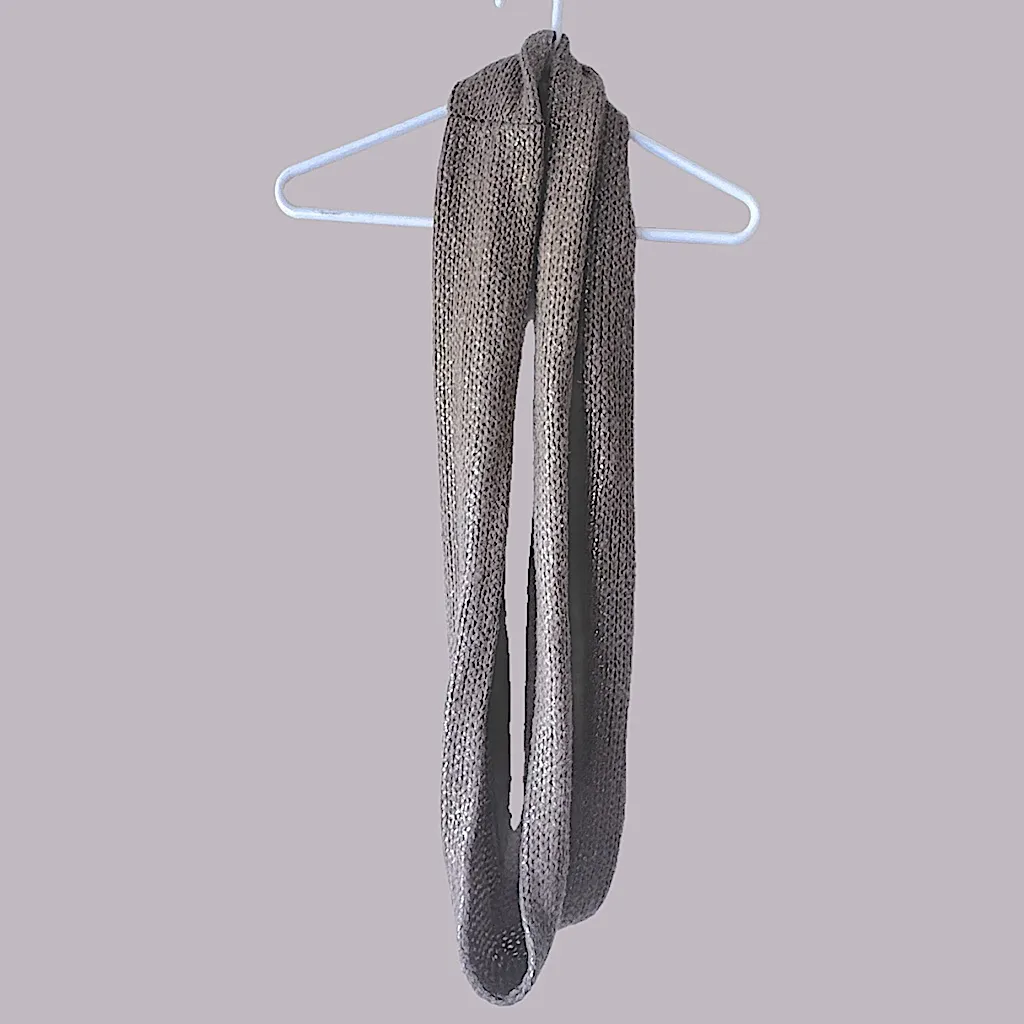Tan infinity scarf with gold metallic specs - Image 2