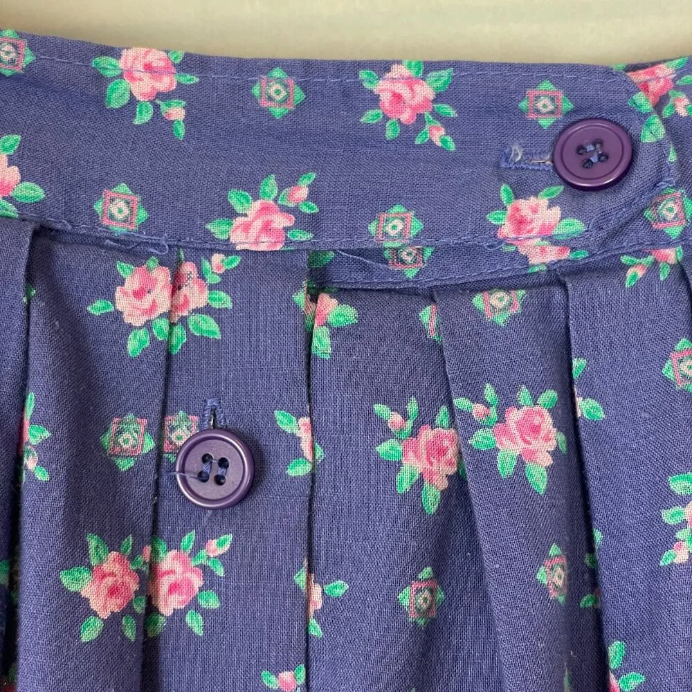 Vintage Floral Skirt Purple Midi Button - Image 12