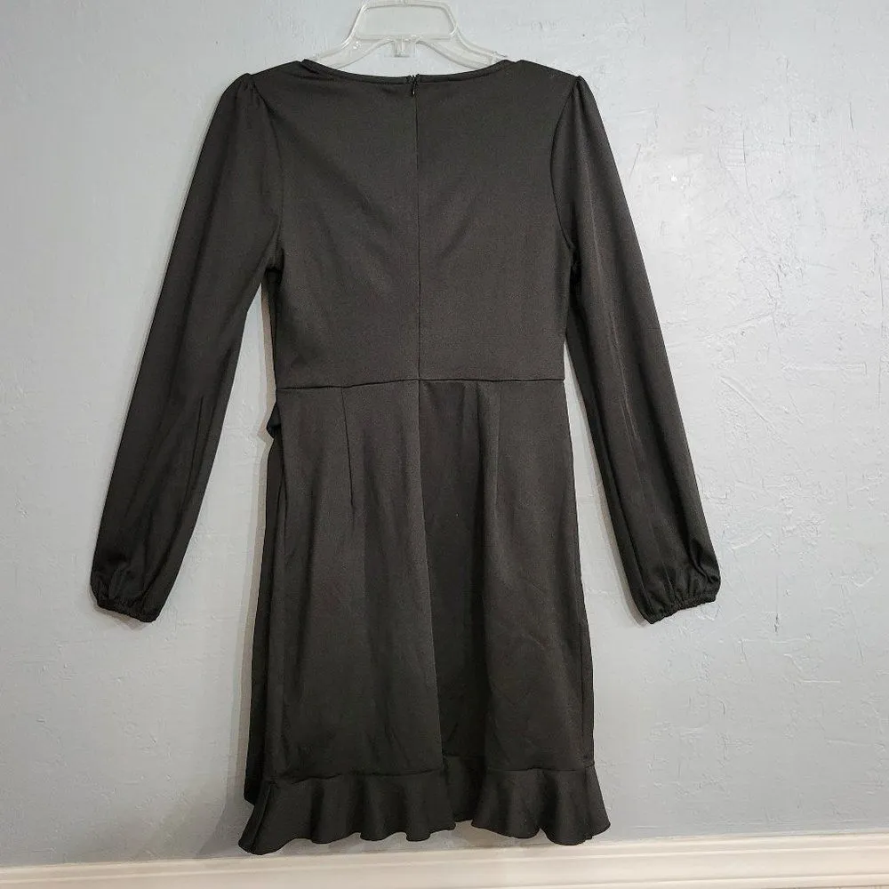 NWT Grace Karin Long Sleeve Cocktail Dress Faux Wrap Dress Ruffle Hem Size Small - Image 5