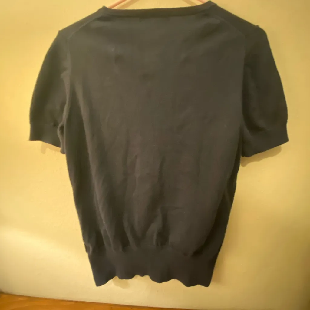 Women’s Brooks Brothers Supima Cotton Short Sleeved Navy Sweater Sz Large - Image 3