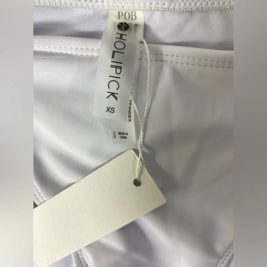 Holipick Women’s XS White String Bikini Moderate Coverage Swim Bottoms New - Image 5