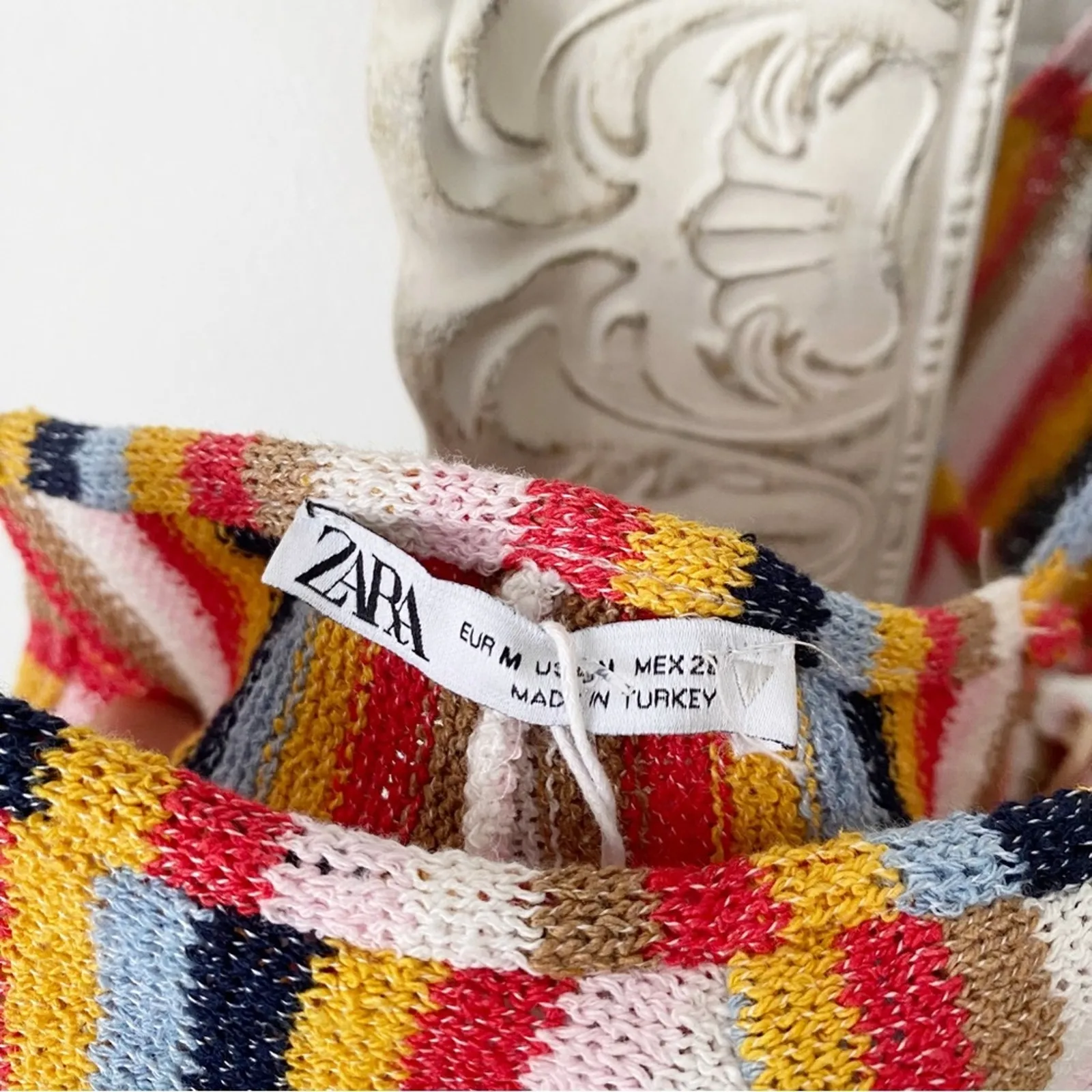 ZARA  Multicolor Striped Knit Side Cutout Jumpsuit - Medium - Image 6