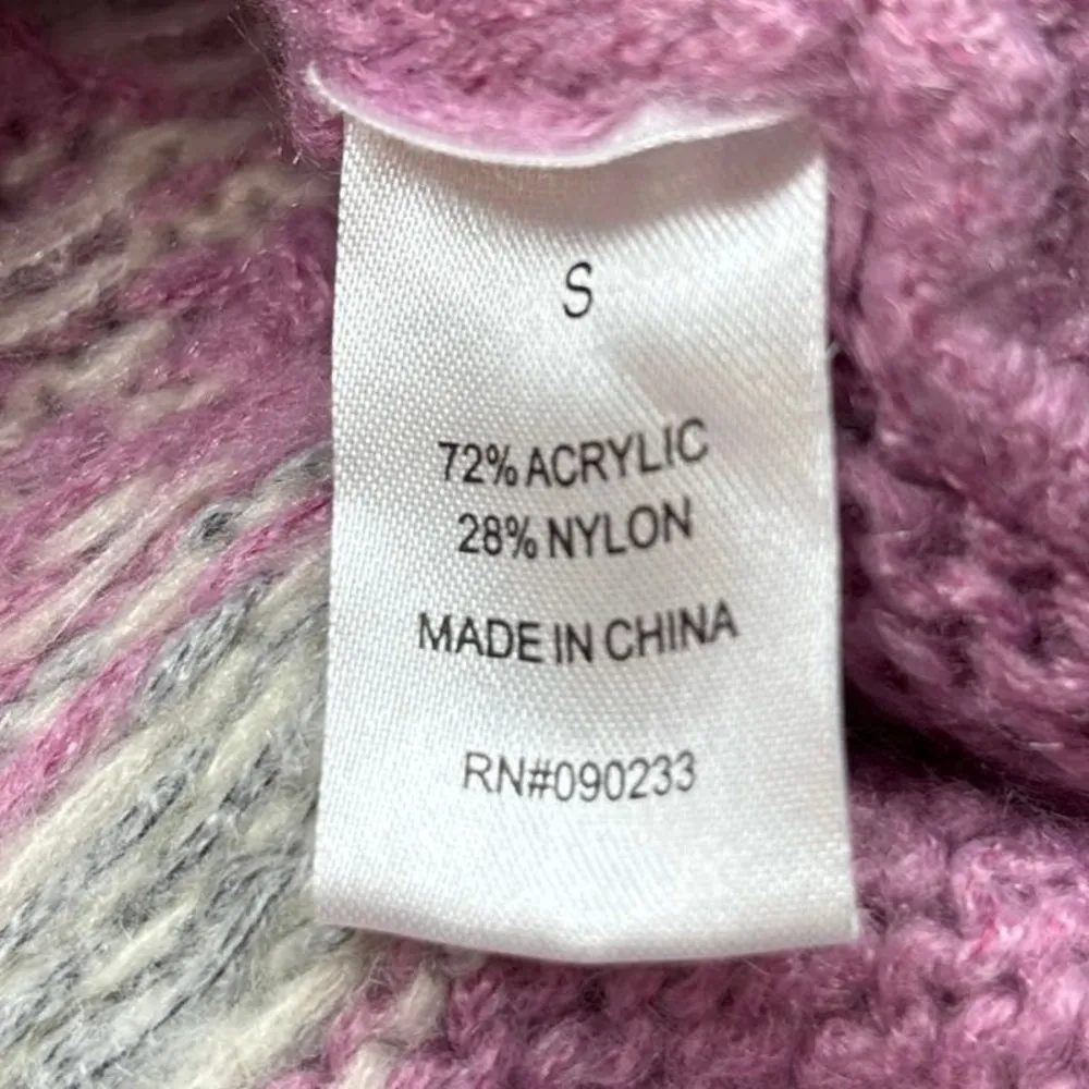 Lottie Moss Womens Pink Purple Southwest Fair Isle Crop Pullover Sweater Size S - Image 8