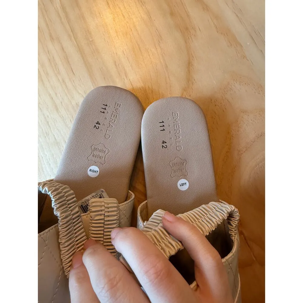 NWOB Emerald Label Genuine Leather SZ 42 EU 11 US San Tan Slingback Quilted Shoe - Image 2