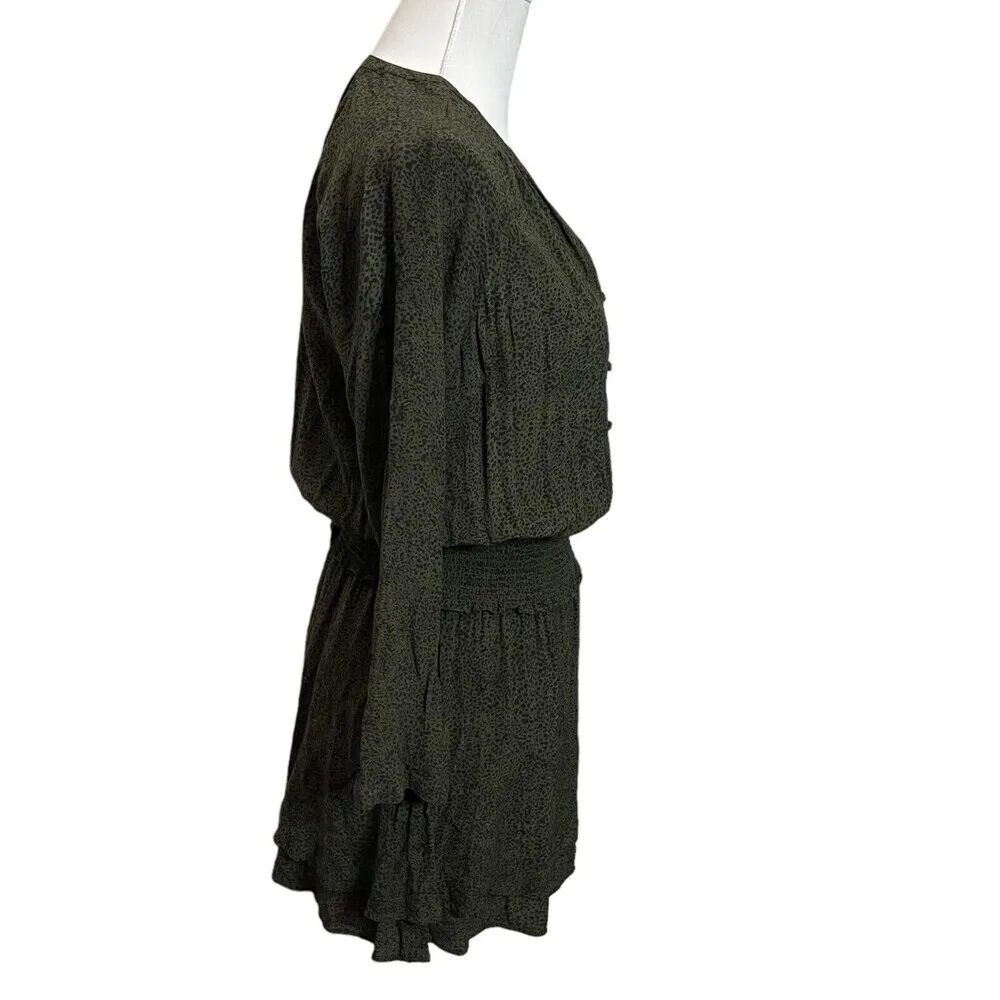 RAILS Jasmine Dress Olive Speckled V Neck Mini Smocked Waist Women’s Small - Image 6