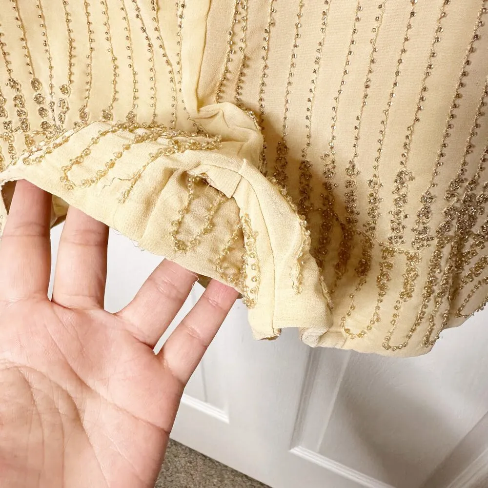 Freeway Sz Large‎ Cream Beaded Sequin Sleeveless Strappy Dressy Romper - Image 4