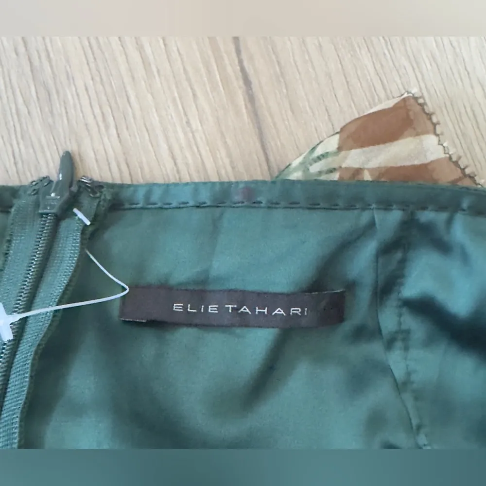 Vintage Elie Tahari Green Floral Skater Skirt - Image 6