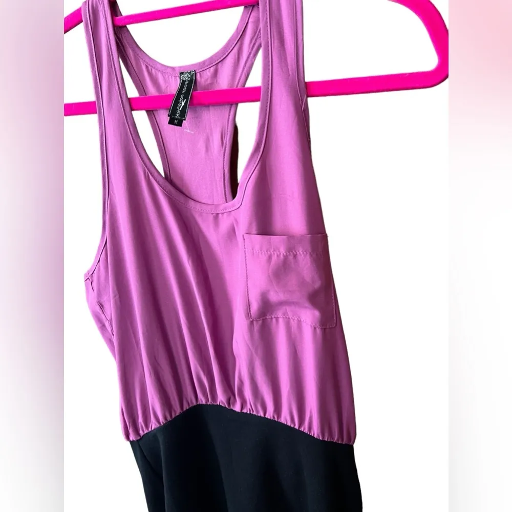 Poof Couture Color Block Sleeveless Tank Mini Dress Pocket Pink Black Medium - Image 4