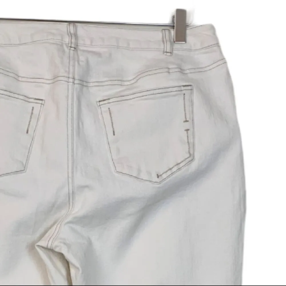 J.Jill Women's Jeans 10" High Rise Cream Eggshell Boot Cut Stretch Size 14 - Image 5