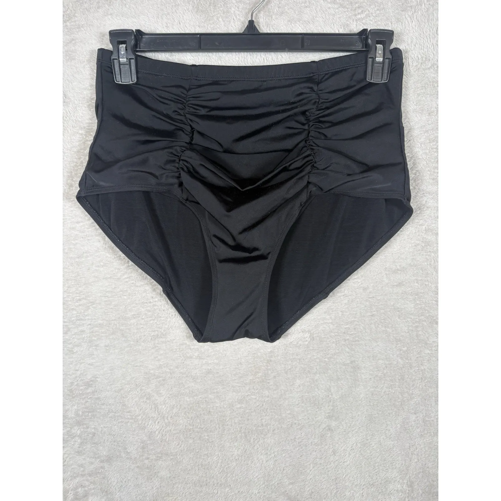 Torrid High Rise Ruched Bikini Swim Bottom Brief Plus Size 1 1X Black Resortwear - Image 4