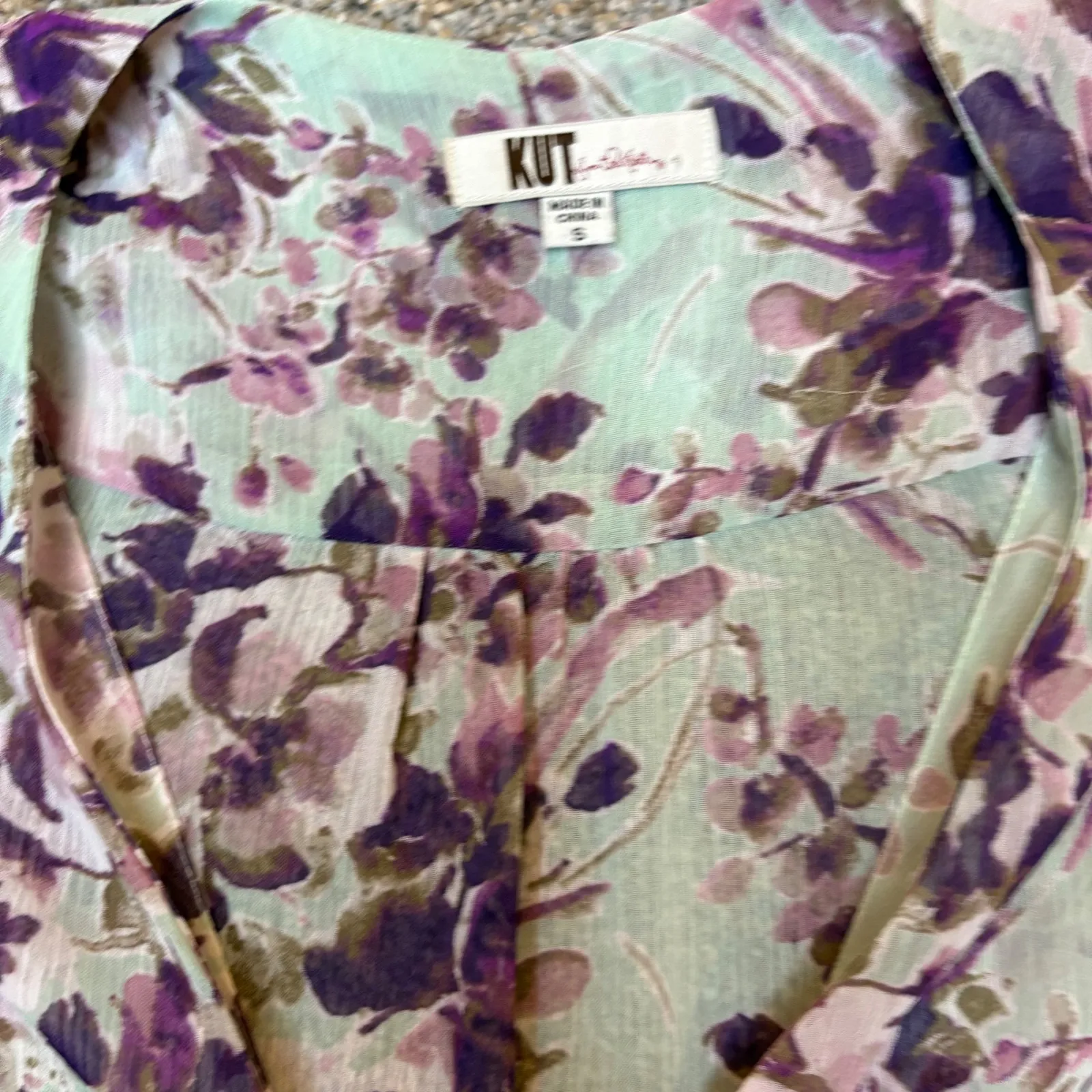 KUT from the Kloth‎ Floral Print Sheer Blouse Womens Long Sleeve V Neck  Small - Image 7