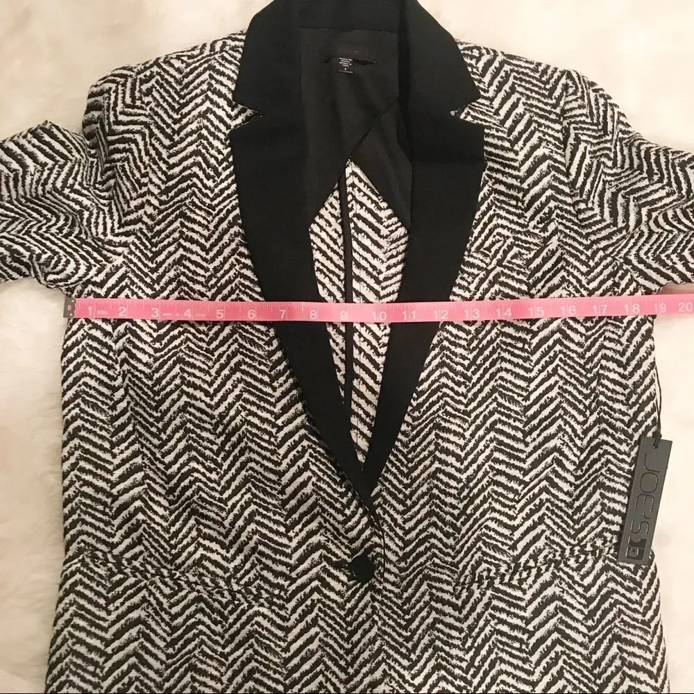 JOE’S JEANS Zebra Print Tuxedo Jacket Blazer‎ Boyfriend Black Gray Small New - Image 6