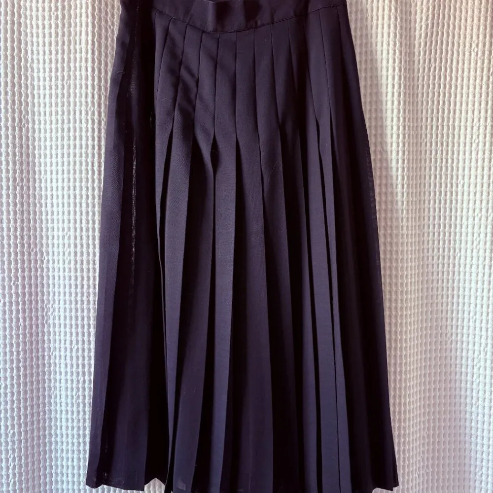 Vintage Laurèl for I. Magnin euro size 40 navy blue wool blend pleated skirt - Image 4