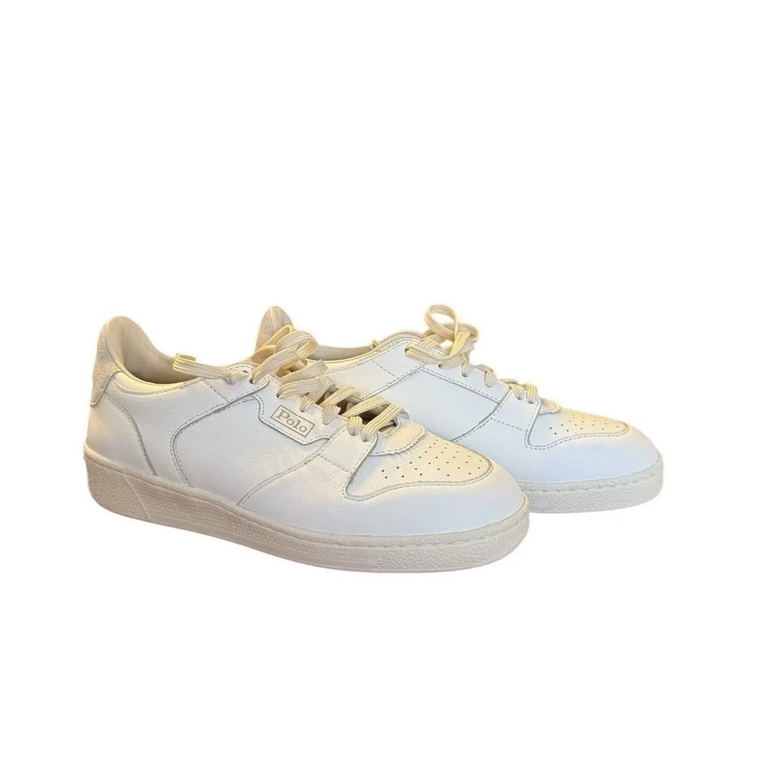 Polo Ralph Lauren Women's White Leather Sneakers Size 6D Lace-Up Casual Shoes - Image 2