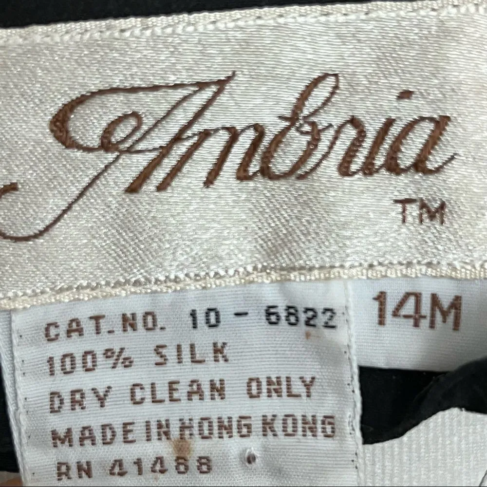 Vintage 80’s does 40’s Ambria Black Silk Wiggle Dress 14 Black - Image 6