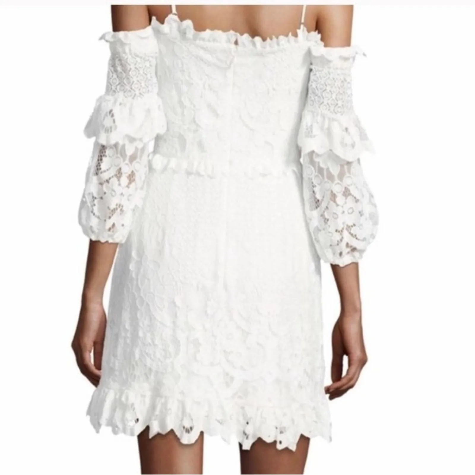 Parker Irma white lace embroidered off the shoulder sheath mini dress NEW 2 - Image 5