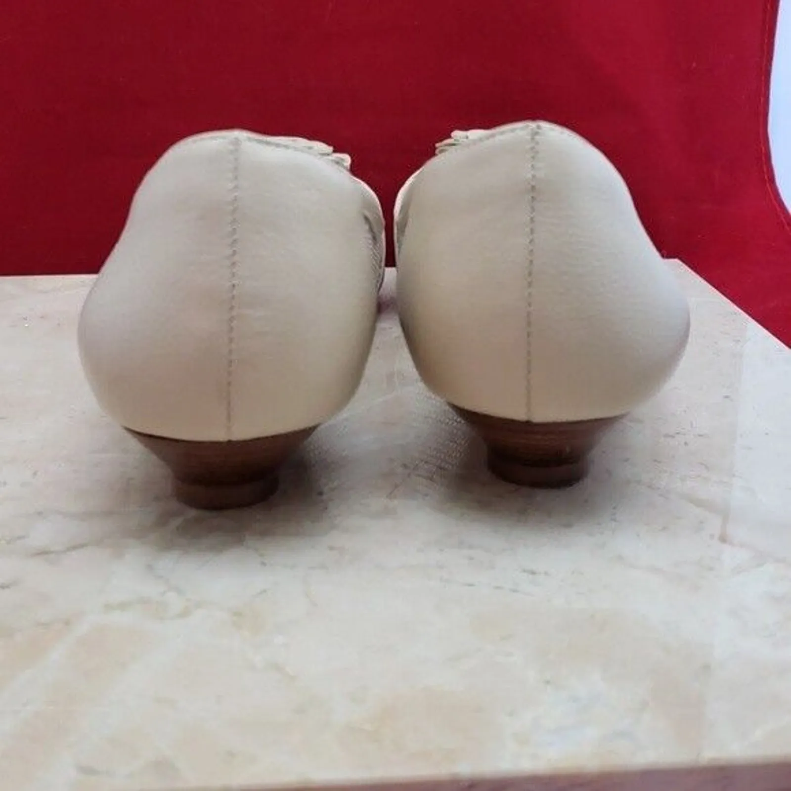 Etienne Aigner Wedges Beige Low Open Toe Wedge - Size 8 - Image 5