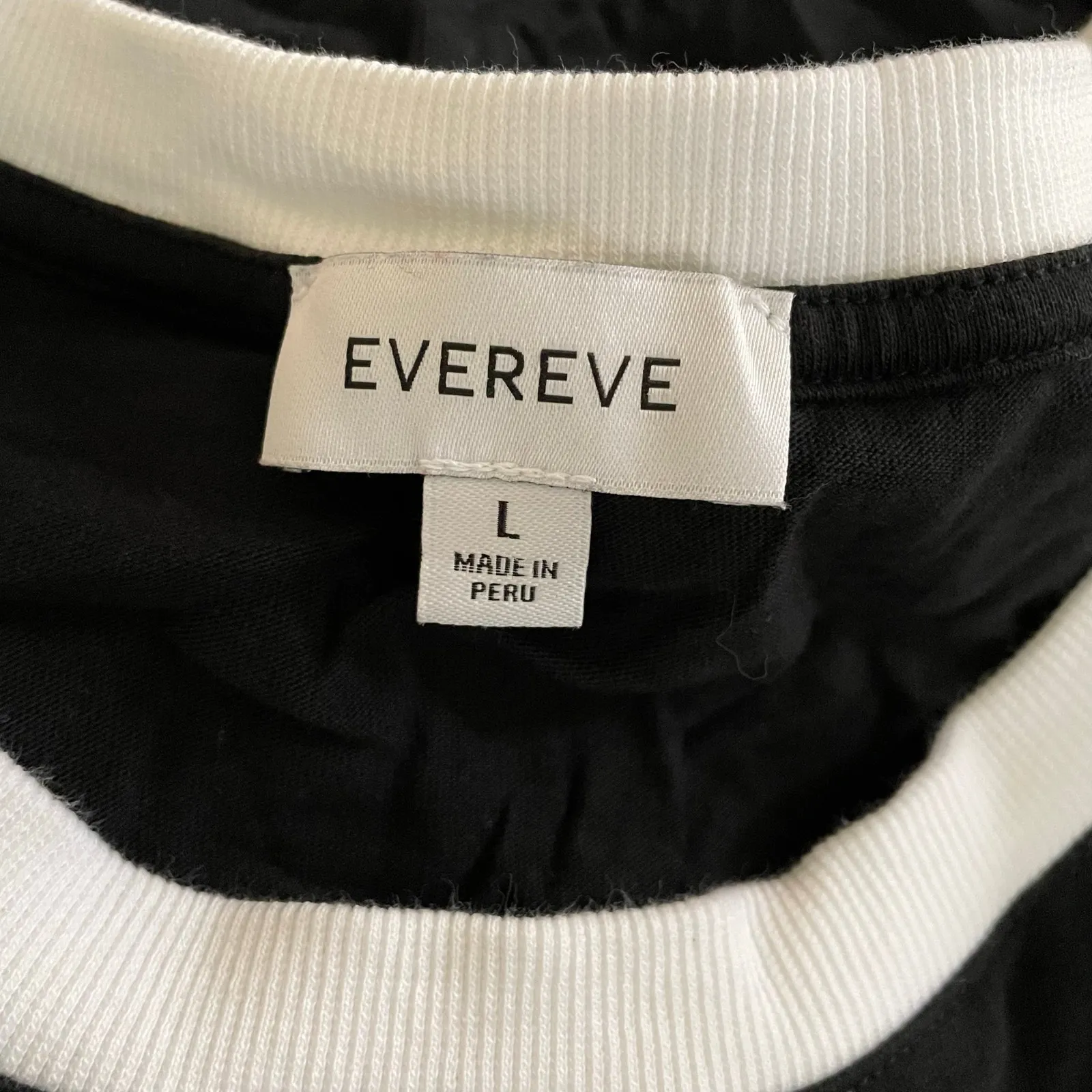 Evereve Cooper Piped Tank Top Peruvian Pima Cotton Black White Relaxed Fit L - Image 11