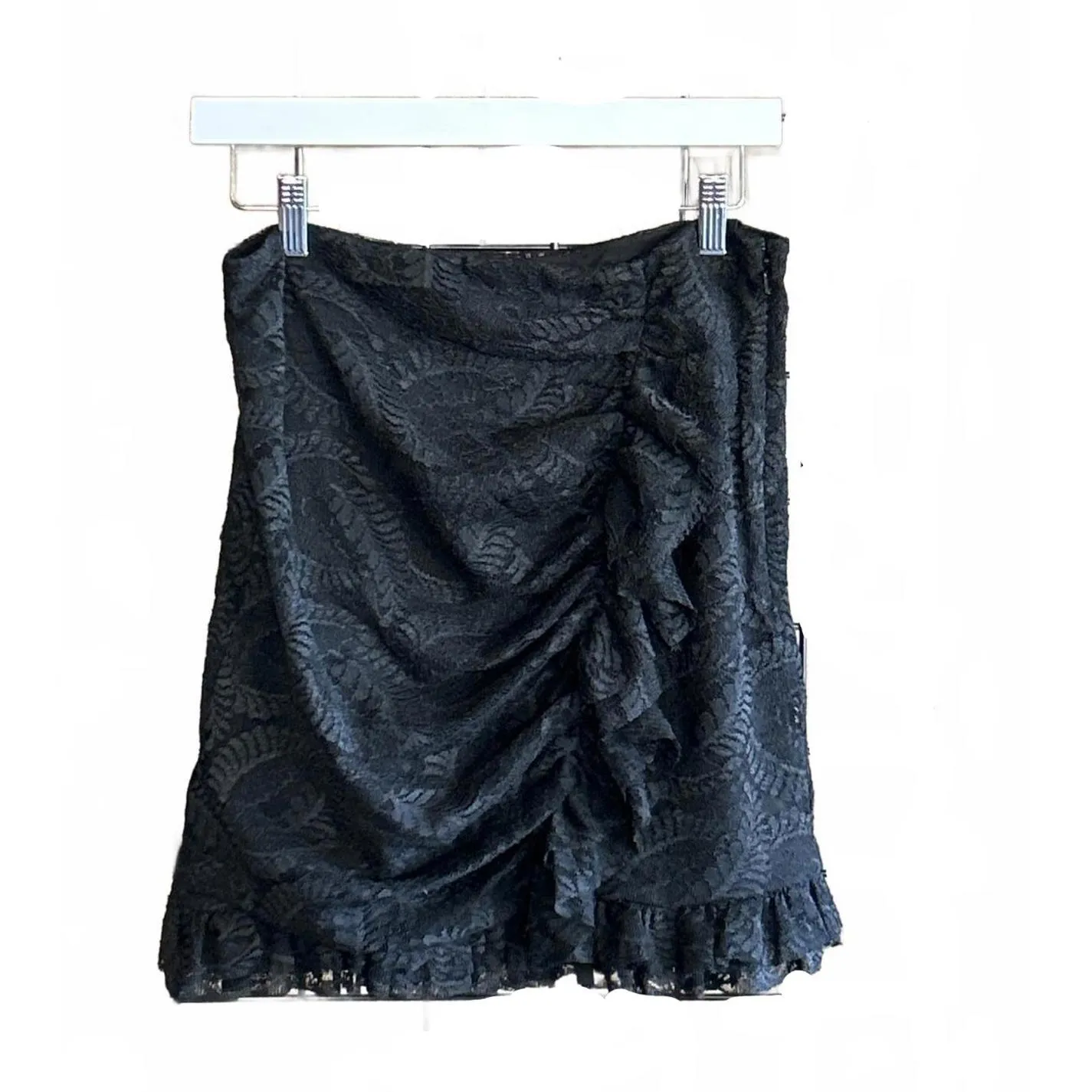 NWT Avec Les Filles Skirt Sz M Black Lace Overlay Ruffles - Image 3
