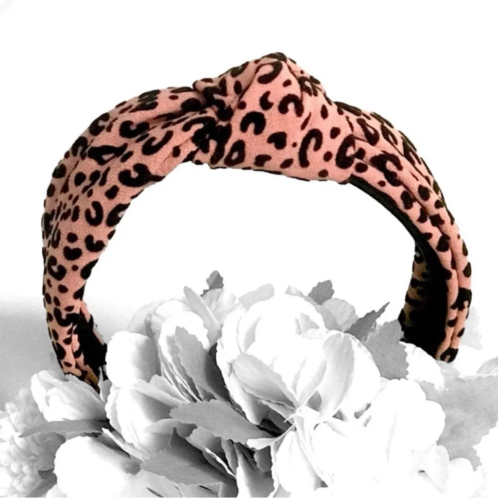 Mauve Leopard Knot Headband Black - Image 3