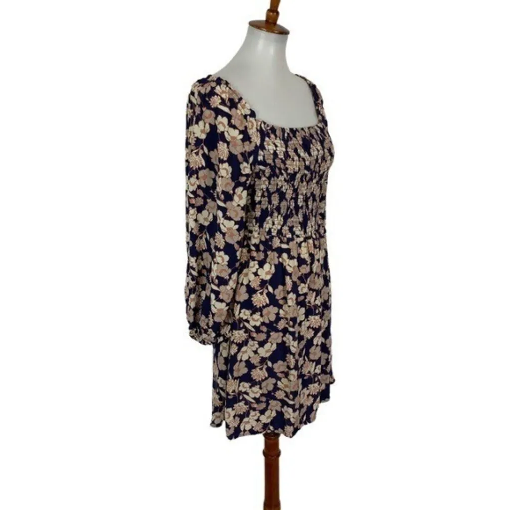 Sanctuary Smocked Floral Long Sleeve Mini‎ Dress Boho Cottagecore Aesthetic 8 - Image 3