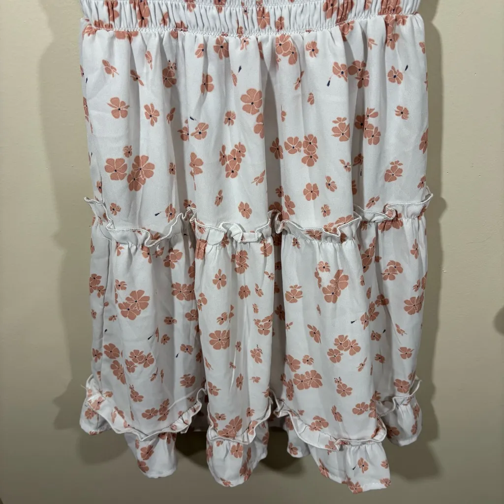 Jessica Simpson White Peach Floral Smocked Mini Dress Size S - Image 4