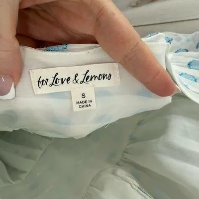 For Love & Lemons Women’s Small June Mini Dress Short Aqua - Image 2