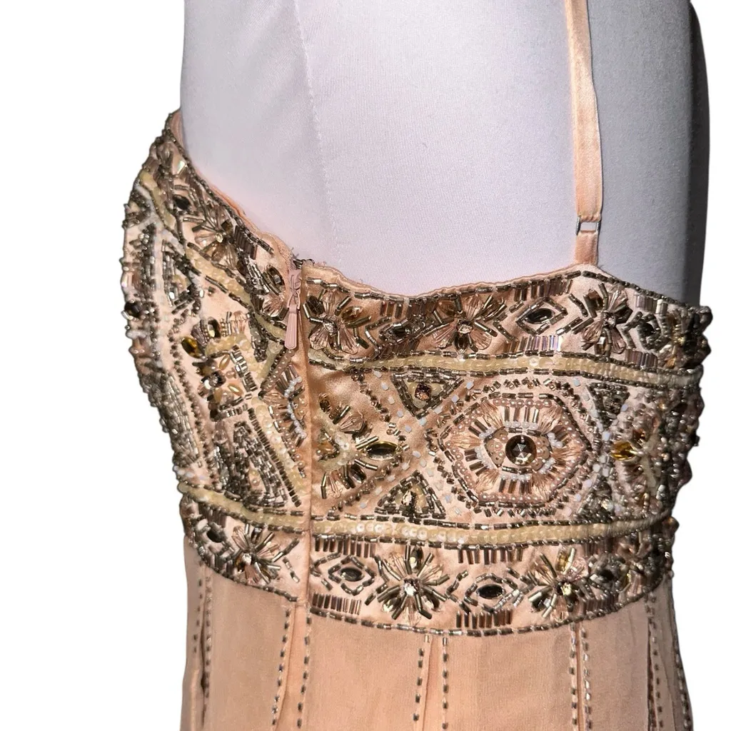 Sue Wong Nocturne VTG Y2K Beaded Silk Mini Dress Fairycore Flapper 10 Whimsigoth - Image 5