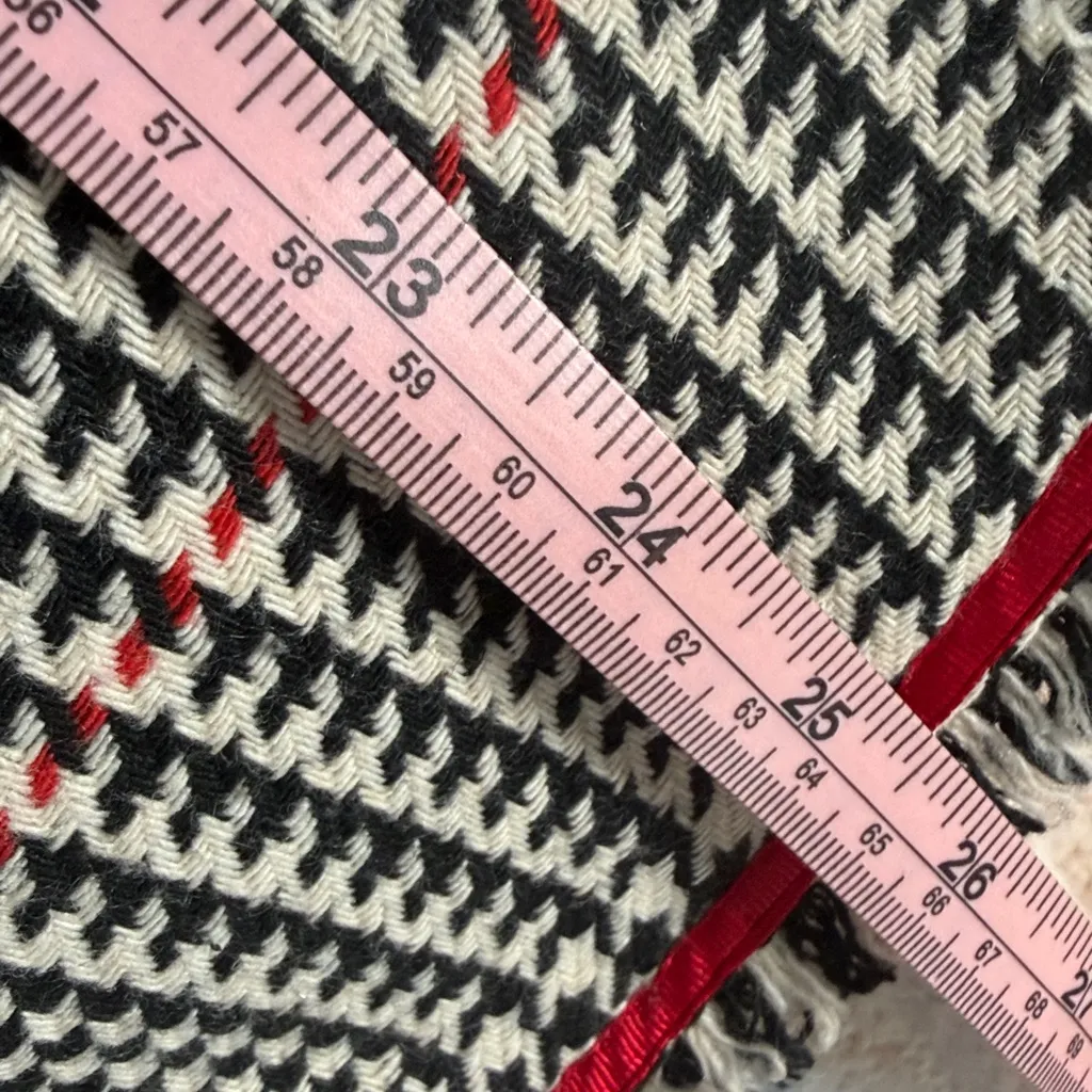 Eci New York Houndstooth Blazer with Red Trim bow and fringe tweed size 14w a41 - Image 7