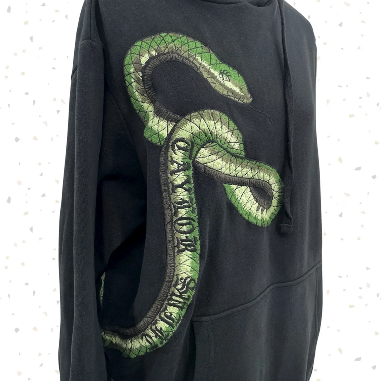 RARE Taylor Swift Reputation Embroidered Green Snake Black Hoodie Oversized XS - Image 2