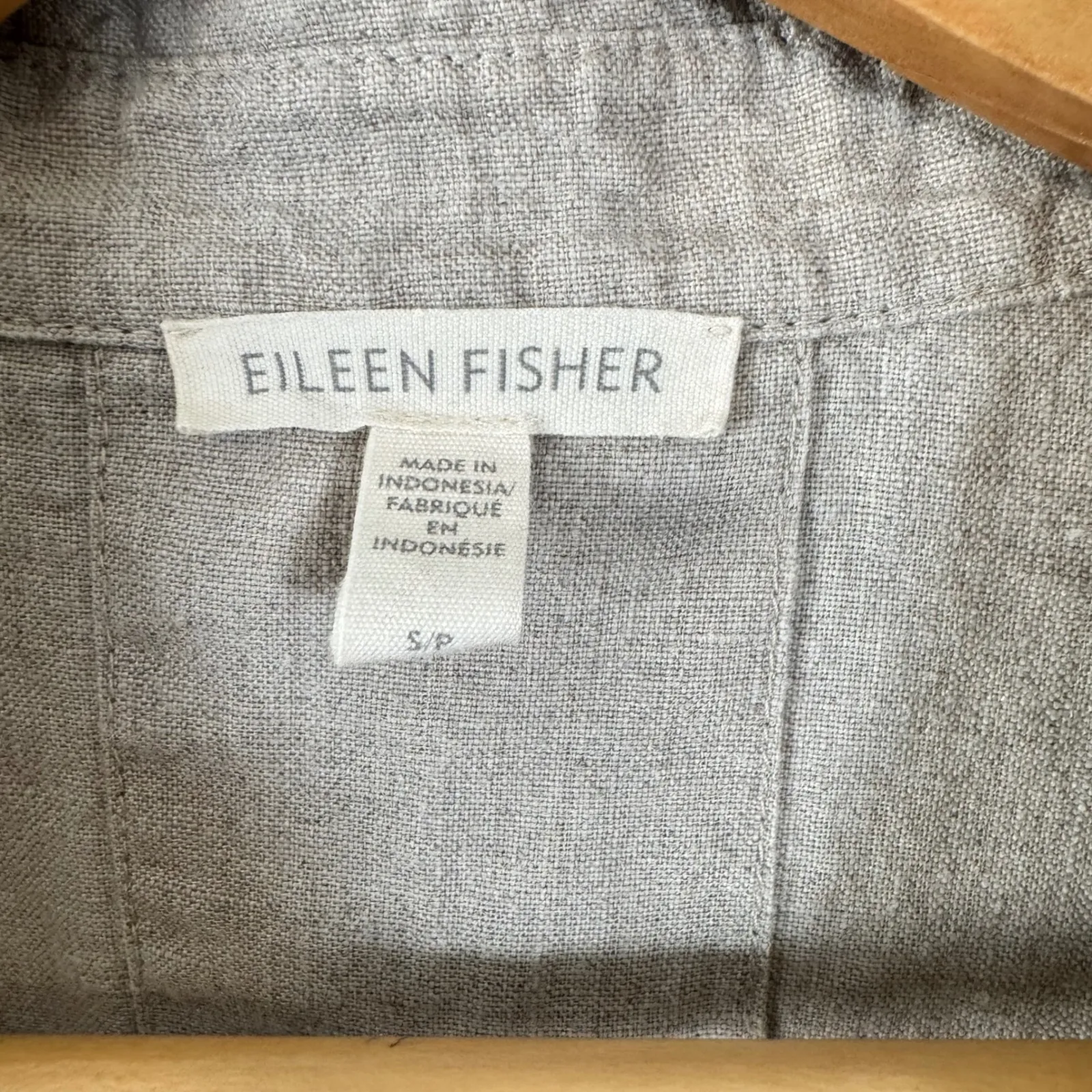 EILEEN FISHER Linen Blend Short Sleeve Button Up Shirt S/P‎ Beige Relaxed Fit - Image 4