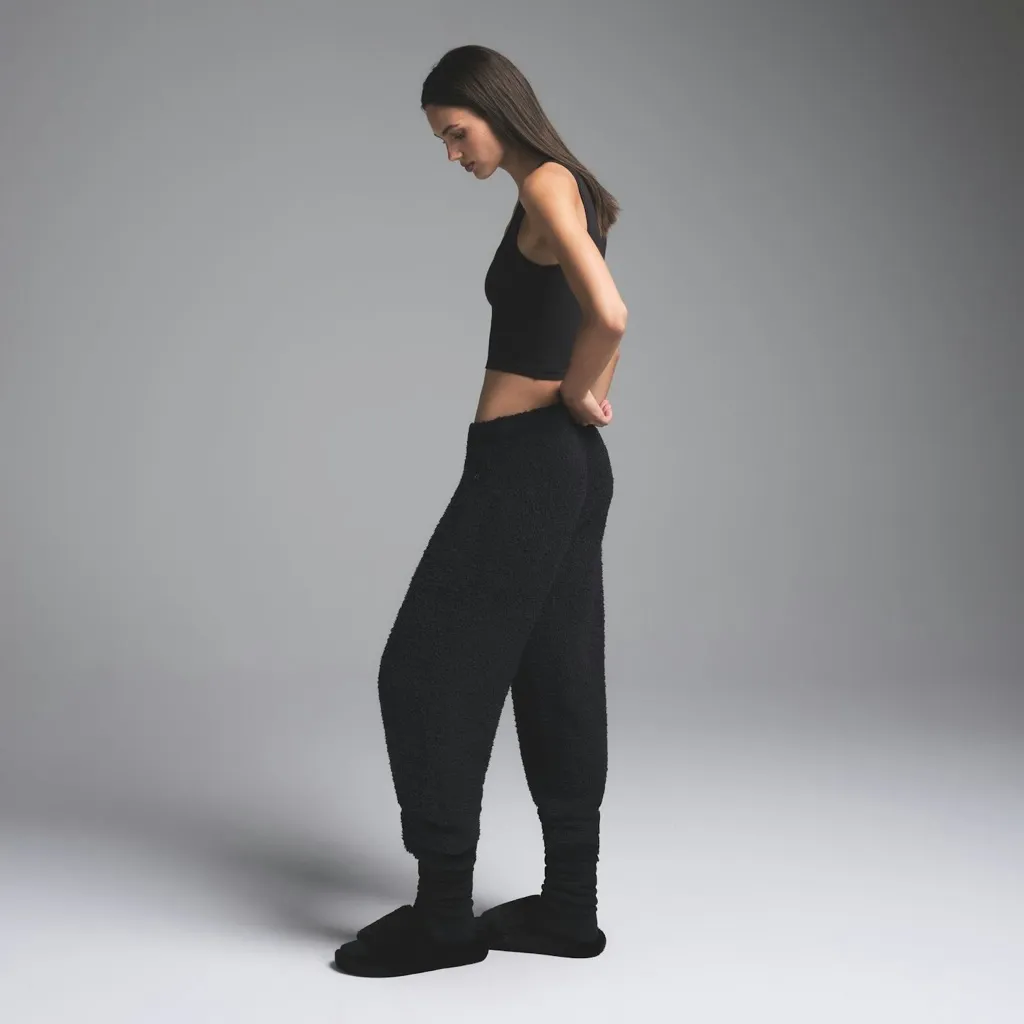 SKIMS COZY KNIT UNISEX JOGGER ONYX BLACK SIZE SMALL / MEDIUM - Image 2