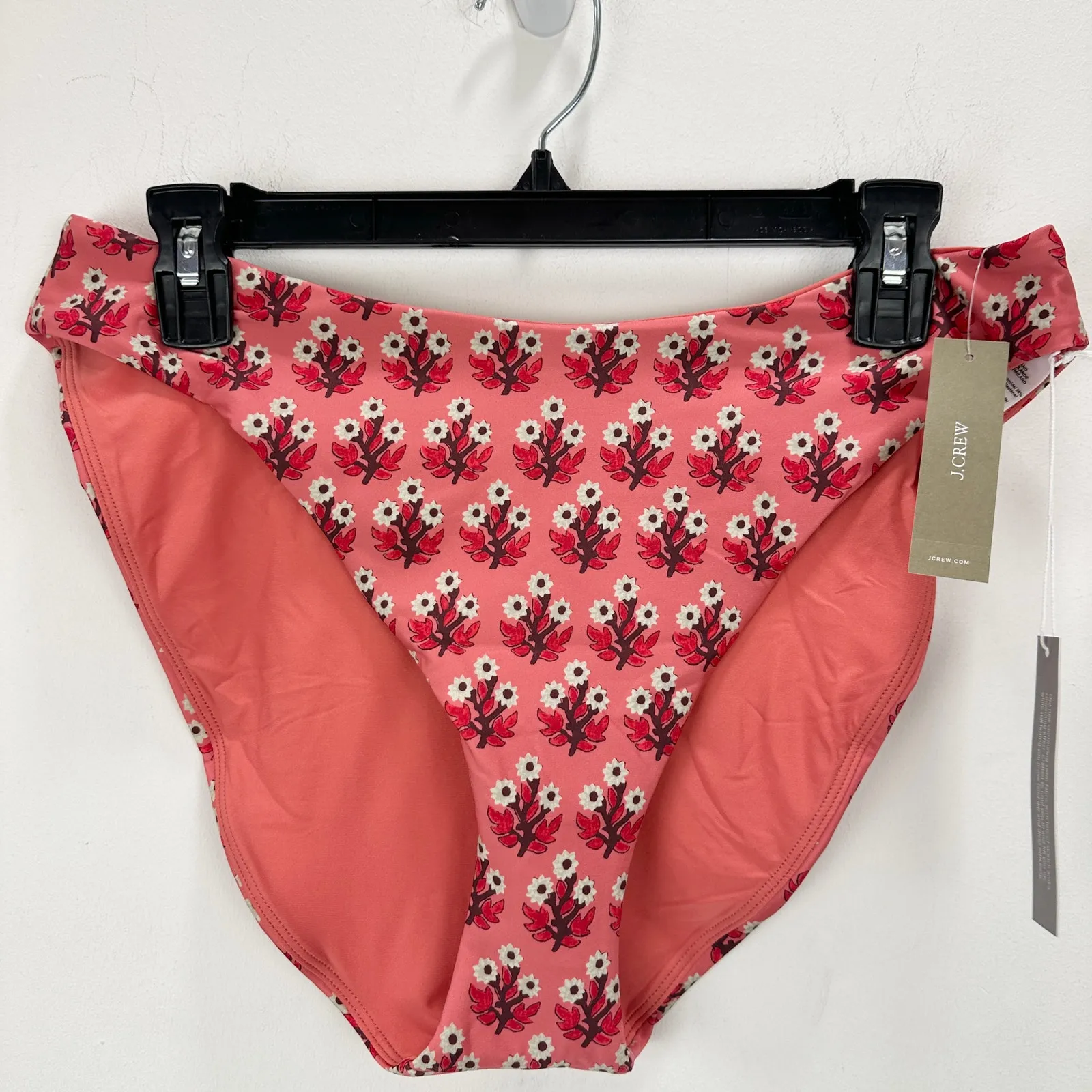 J.Crew Sunny Bikini Bottom Classic Sculpt Coral Multi Pink Red Floral XL NWT - Image 10