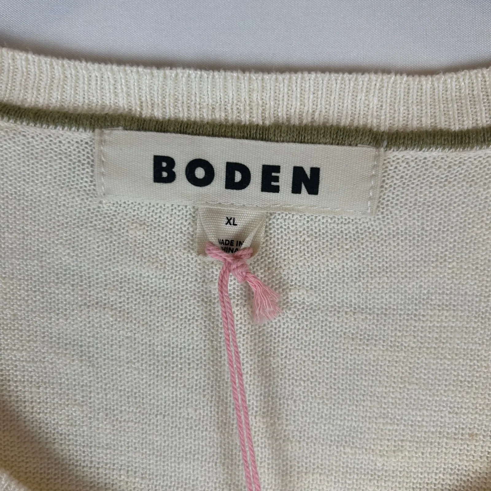 Boden Ivory Linen Knit Sweater Top Boxy Oversized Short Sleeve Women's XL NEW - Image 3