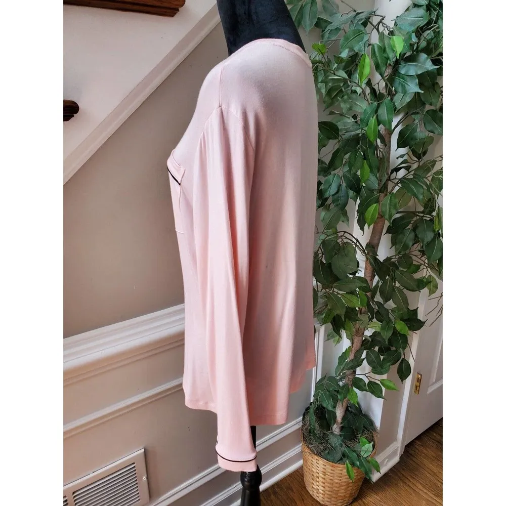 Stars Above Women Pink Round Neck Long Sleeve Intimate Top Blouse Size Small - Image 5