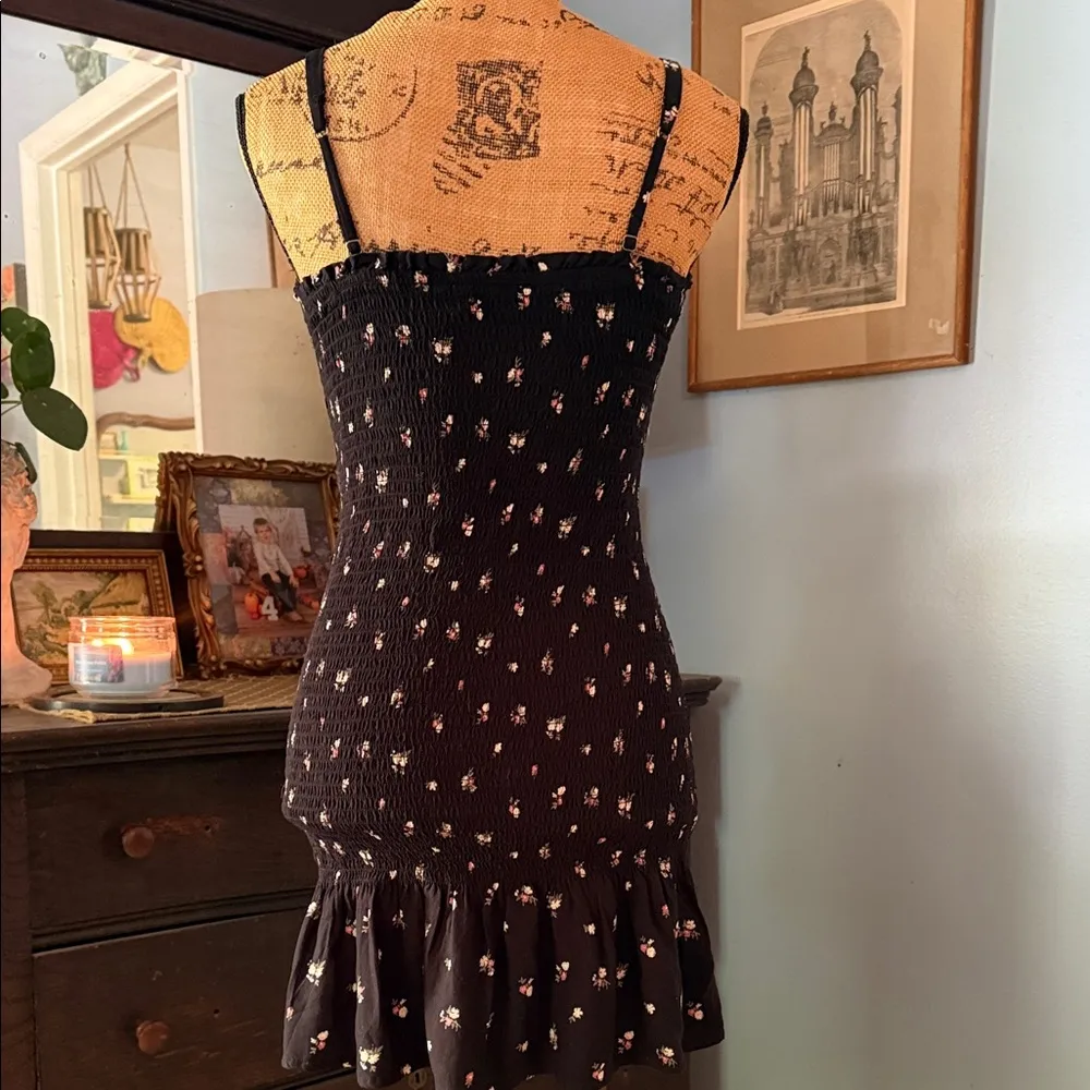 Hollister Y2K Black Floral Smocked Ruffled Mini Dress - Image 8