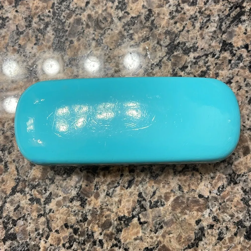 KATE SPADE NEW YORK Hard Eye Sun Glasses Case Holder Teal Clam Shell GUC - Image 6