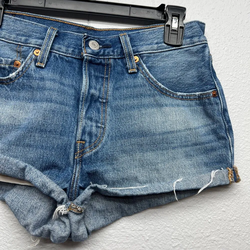 Levi's 501 Denim Western Festival Cowgirl Coquette Womens Mini Shorts Size 27 - Image 3