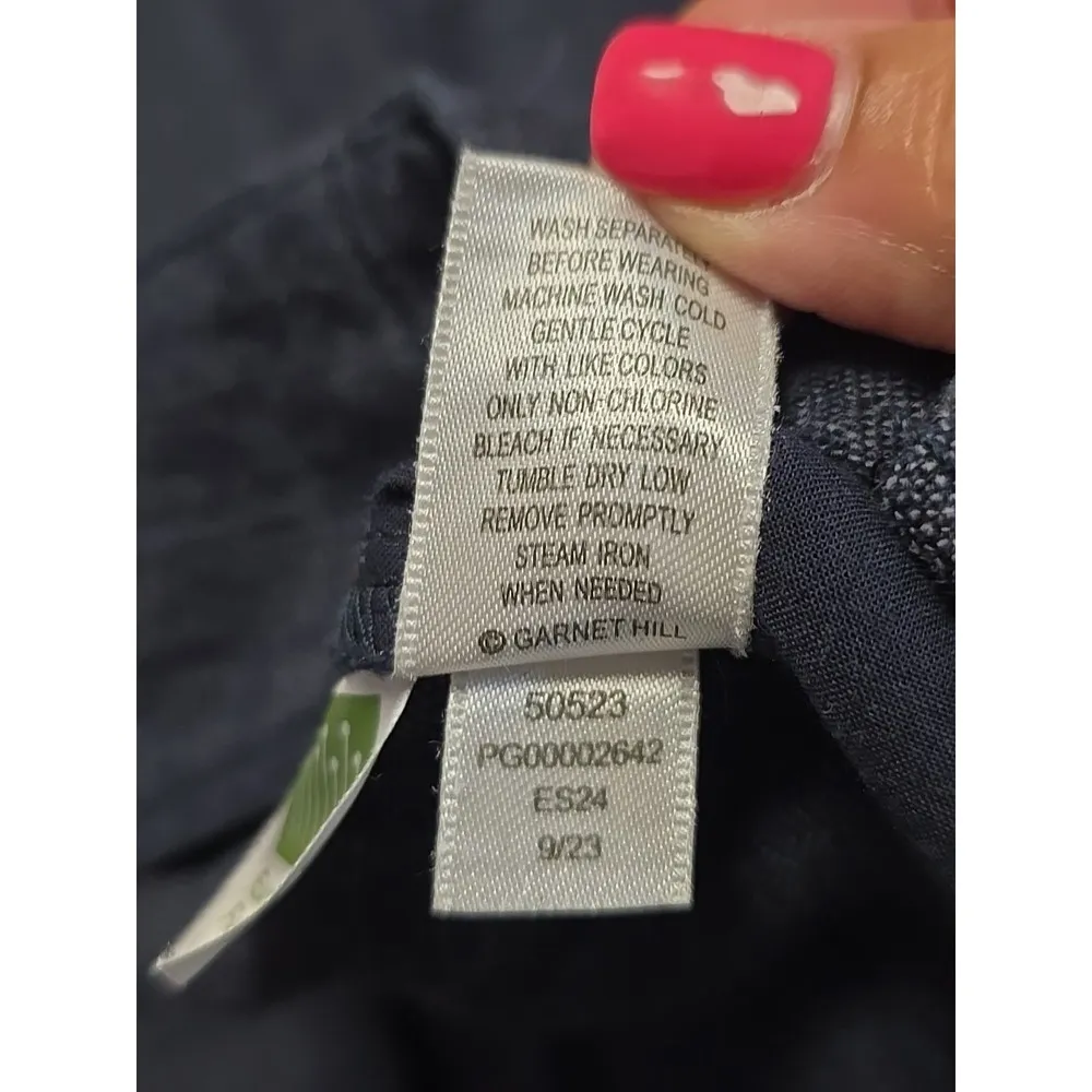 Garnet Hill Pants Linen Trousers Size 18 Straight Leg Indigo Blue Flax Lagenlook - Image 7