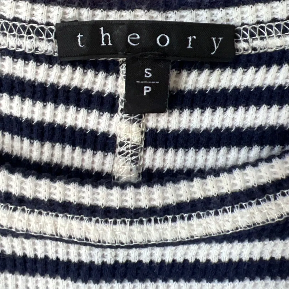 Theory Onissa Striped 100% Cotton Ribbed Mini Dress Small Navy White Coastal EUC - Image 7