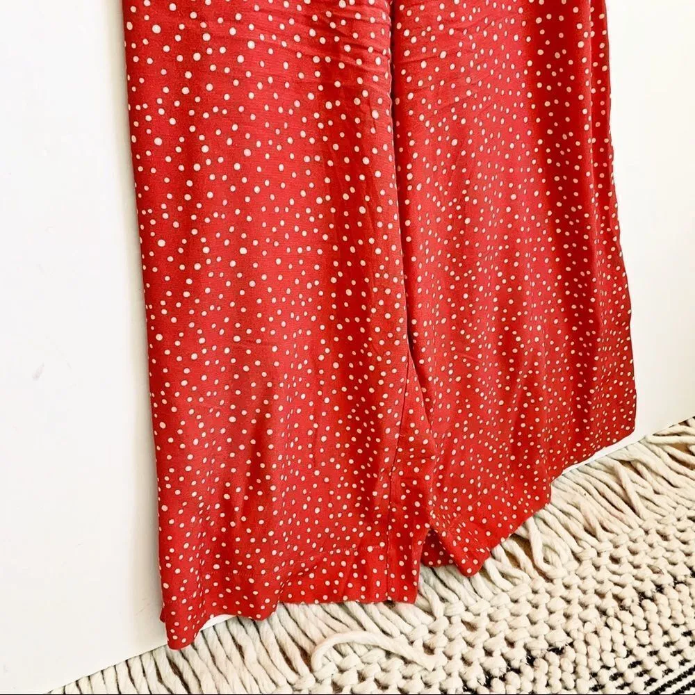 Anthropologie X Kachel Polka Dot Cropped Wide Leg Jumpsuit Size 6 Red Summer - Image 5