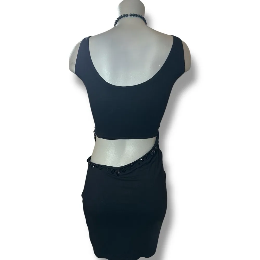 OW Collection Beaded Cut out mini Dress XS Black - Image 4