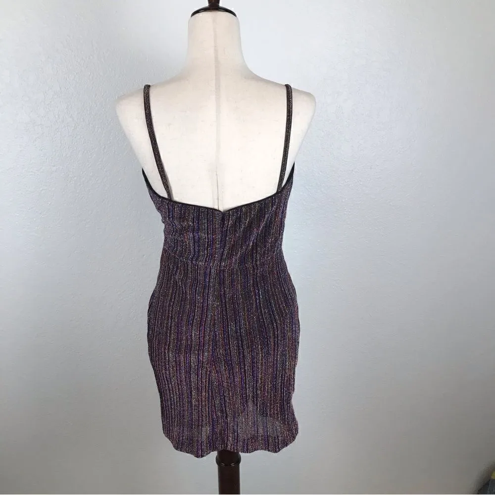 Revolve NBD Andela multicolored metallic wrap style ruched side mini dress M - Image 6