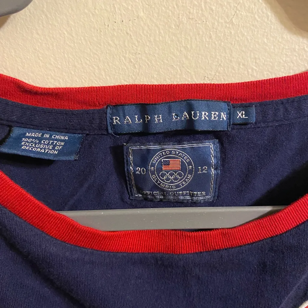 Women's Ralph Lauren 2012 Team‎ USA London Olympics #12 Blue T-Shirt Size XL - Image 5